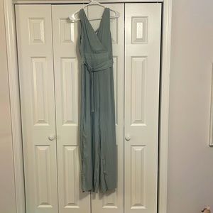 Green v-neck jumpsuit